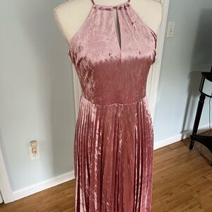 Avec Les Filles Pink Pleated Halter Midi Dress